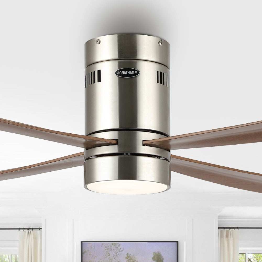 Pauly 52" Contemporary Minimalist Iron/Acrylic Mobile-App/Remote-Controlled 6-Speed Integrated LED Ceiling Fan