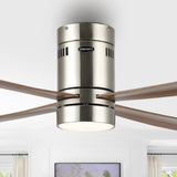 Pauly 52" Contemporary Minimalist Iron/Acrylic Mobile-App/Remote-Controlled 6-Speed Integrated LED Ceiling Fan