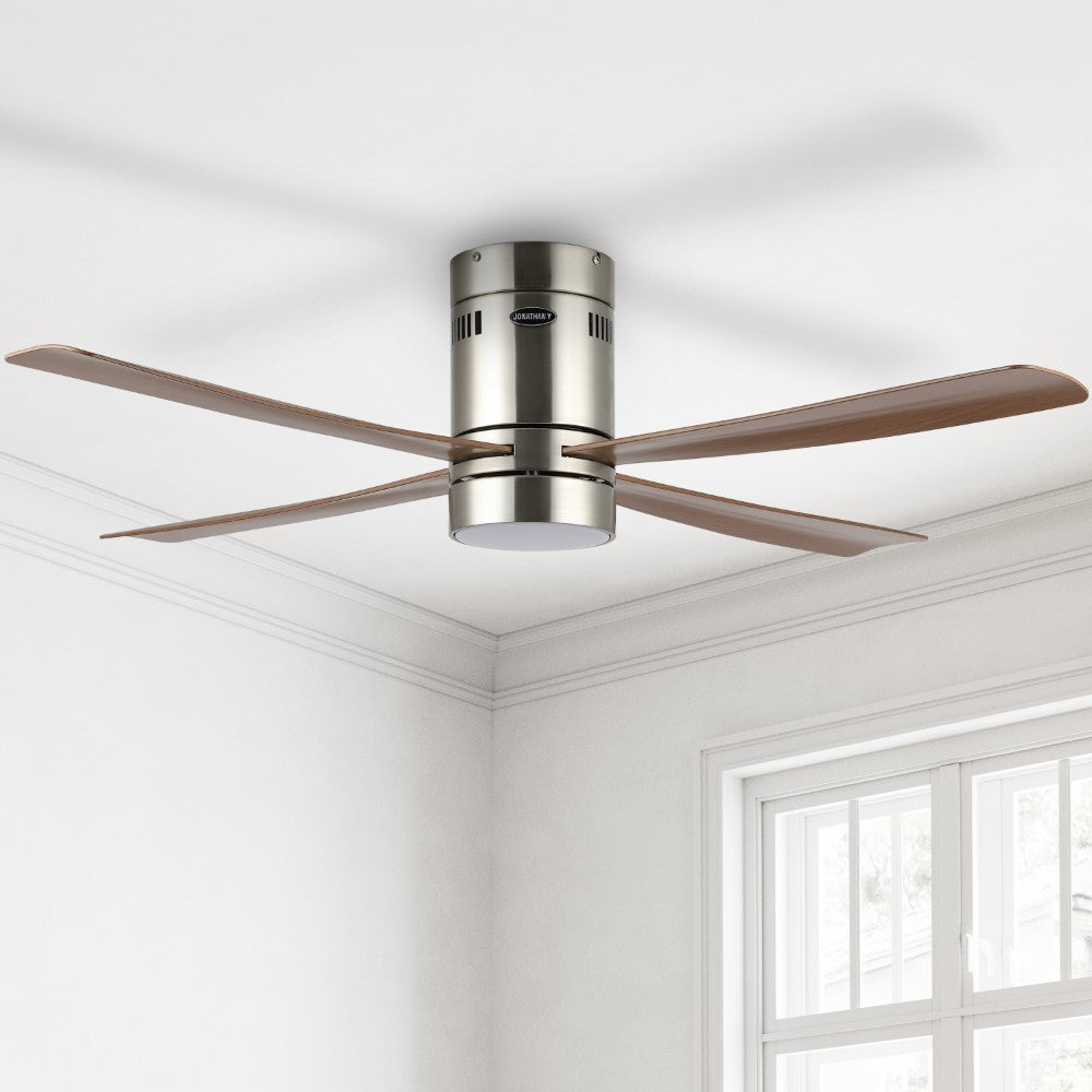 Pauly 52" Contemporary Minimalist Iron/Acrylic Mobile-App/Remote-Controlled 6-Speed Integrated LED Ceiling Fan