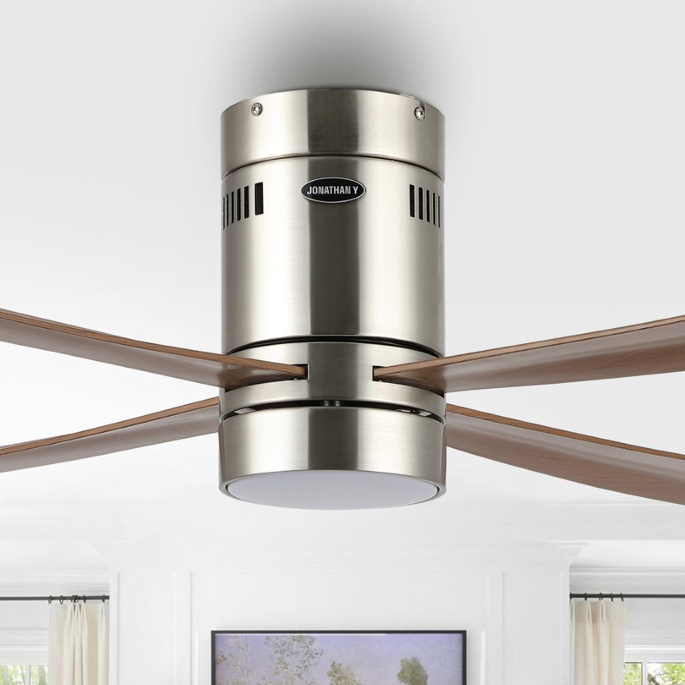 Pauly 52" Contemporary Minimalist Iron/Acrylic Mobile-App/Remote-Controlled 6-Speed Integrated LED Ceiling Fan
