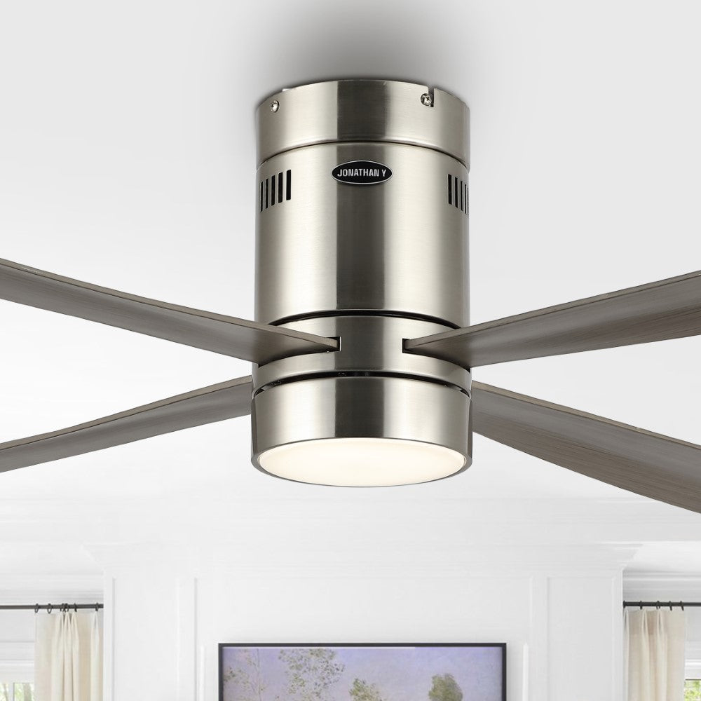 Pauly 52" Contemporary Minimalist Iron/Acrylic Mobile-App/Remote-Controlled 6-Speed Integrated LED Ceiling Fan