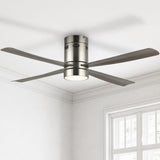 Pauly 52" Contemporary Minimalist Iron/Acrylic Mobile-App/Remote-Controlled 6-Speed Integrated LED Ceiling Fan