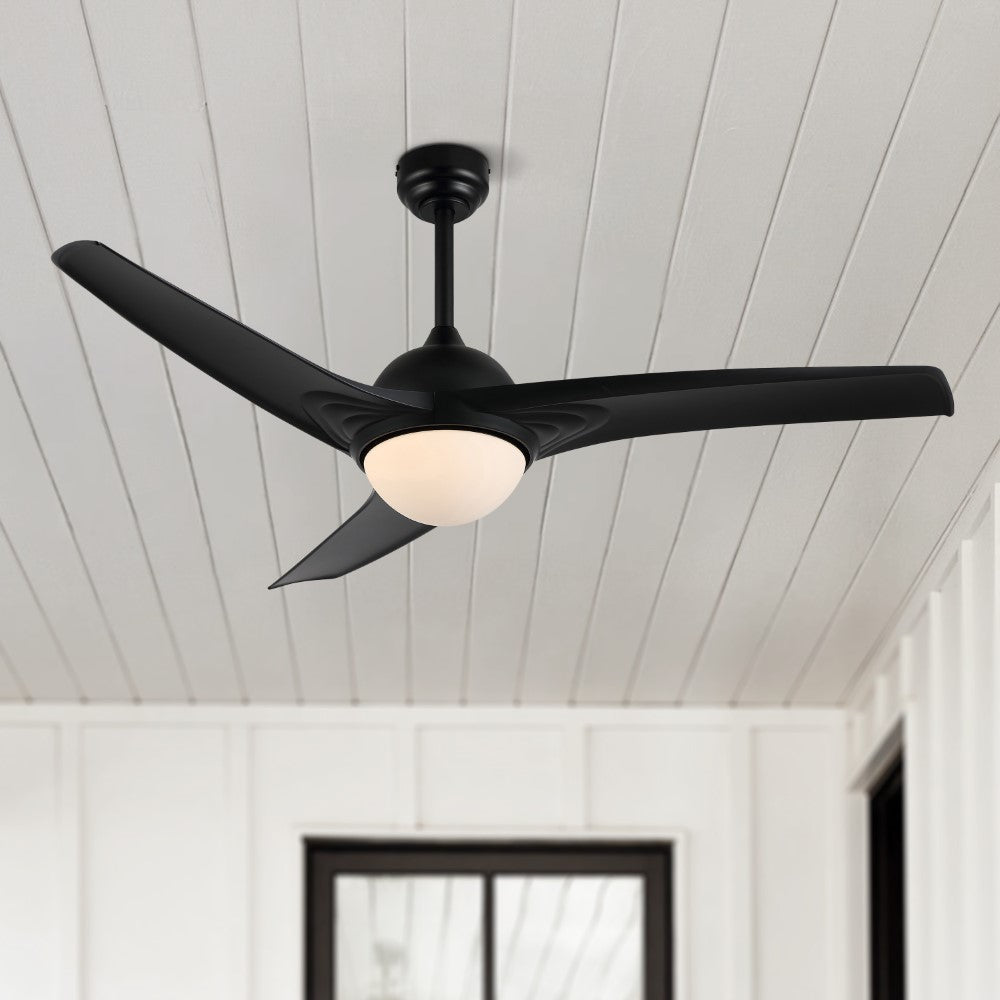 Marissa 52" Contemporary Industrial Iron/Plastic Mobile-App/Remote-Controlled 6-Speed Propeller Integrated LED Ceiling Fan