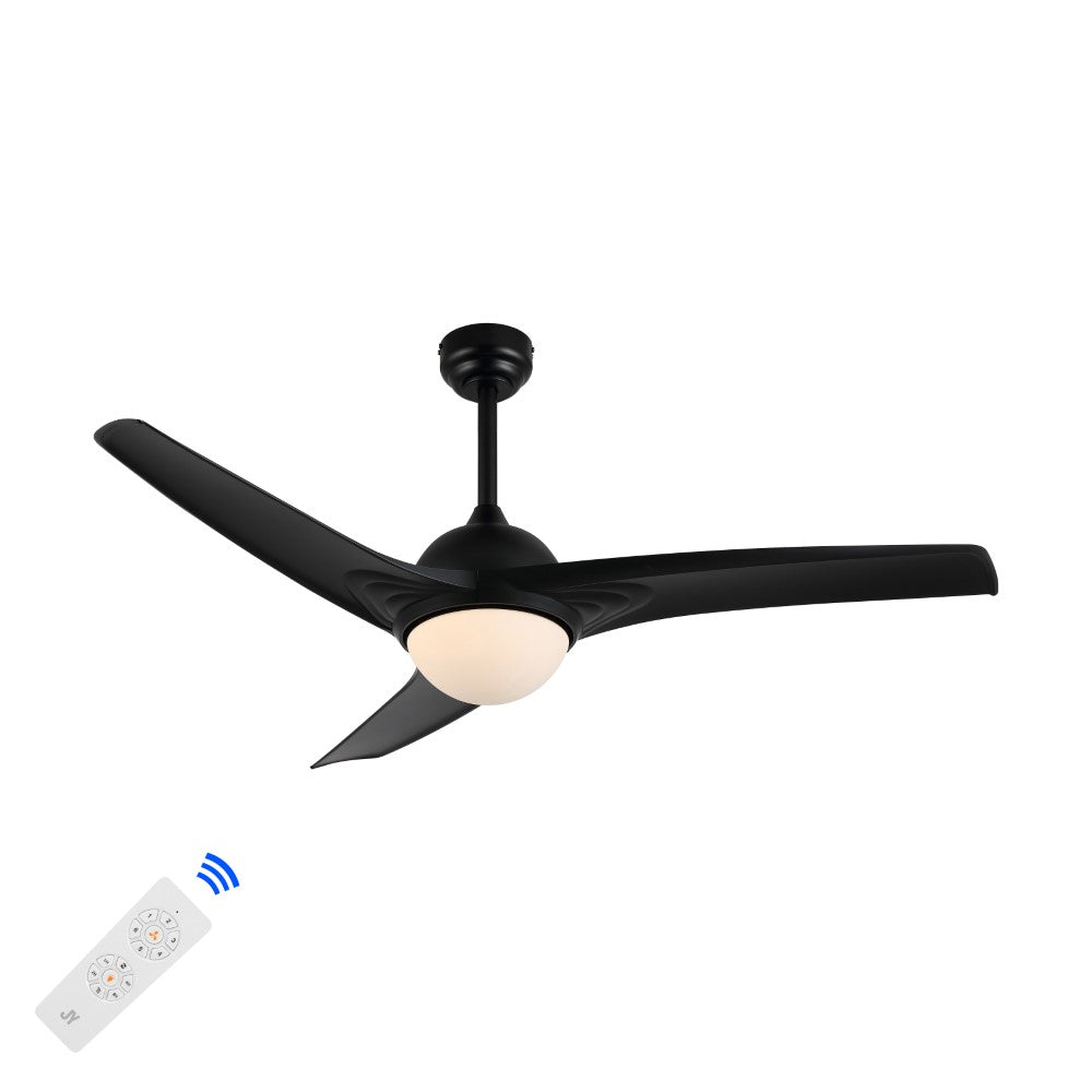 Marissa 52" Contemporary Industrial Iron/Plastic Mobile-App/Remote-Controlled 6-Speed Propeller Integrated LED Ceiling Fan