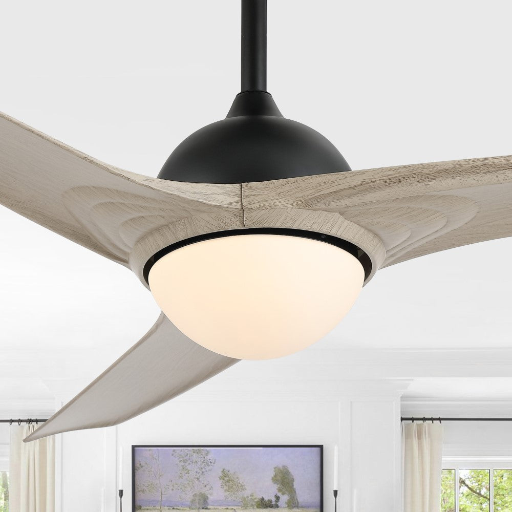Marissa 52" Contemporary Industrial Iron/Plastic Mobile-App/Remote-Controlled 6-Speed Propeller Integrated LED Ceiling Fan