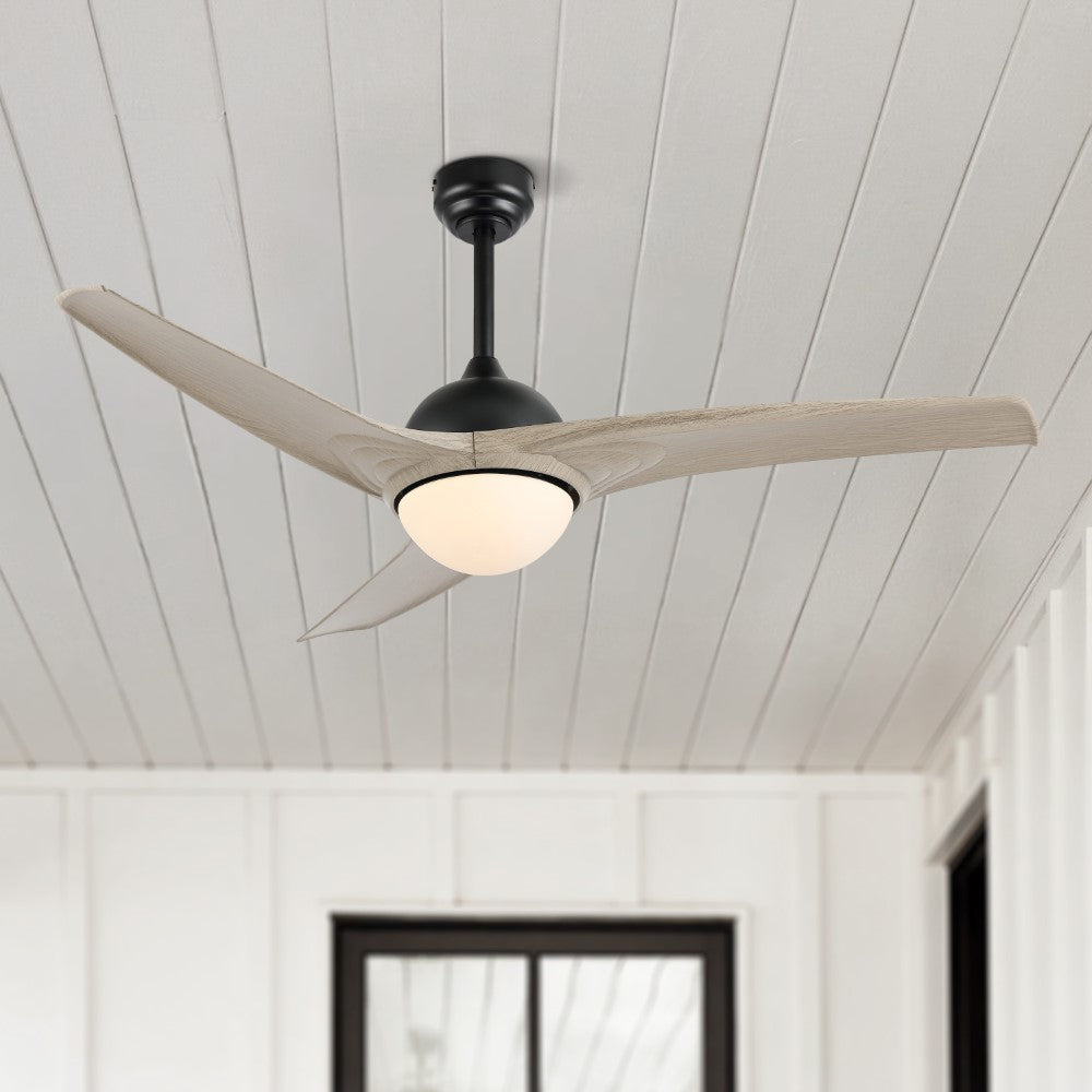 Marissa 52" Contemporary Industrial Iron/Plastic Mobile-App/Remote-Controlled 6-Speed Propeller Integrated LED Ceiling Fan