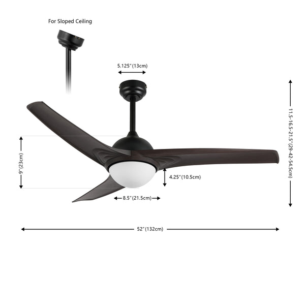Dimension Image Dark Brown Wood Finish/White / 1 Light
