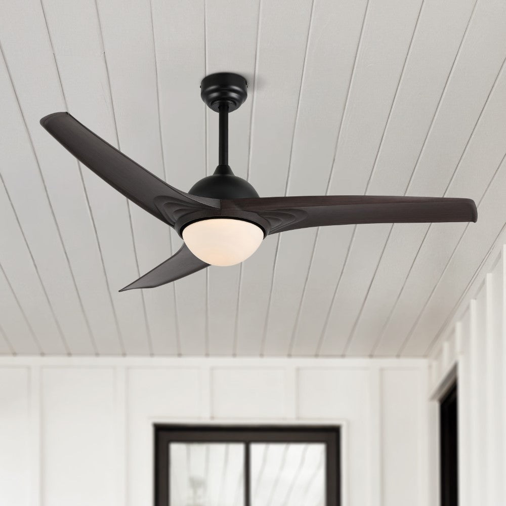Marissa 52" Contemporary Industrial Iron/Plastic Mobile-App/Remote-Controlled 6-Speed Propeller Integrated LED Ceiling Fan