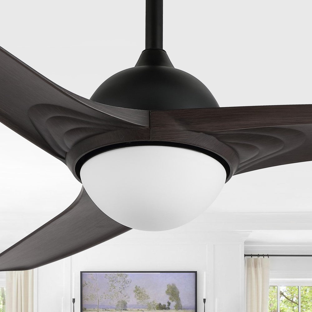 Marissa 52" Contemporary Industrial Iron/Plastic Mobile-App/Remote-Controlled 6-Speed Propeller Integrated LED Ceiling Fan