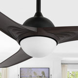 Marissa 52" Contemporary Industrial Iron/Plastic Mobile-App/Remote-Controlled 6-Speed Propeller Integrated LED Ceiling Fan