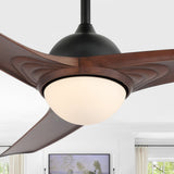 Marissa 52" Contemporary Industrial Iron/Plastic Mobile-App/Remote-Controlled 6-Speed Propeller Integrated LED Ceiling Fan