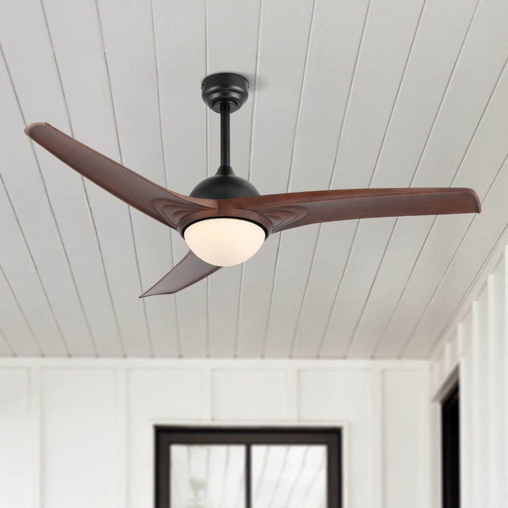 Marissa 52" Contemporary Industrial Iron/Plastic Mobile-App/Remote-Controlled 6-Speed Propeller Integrated LED Ceiling Fan