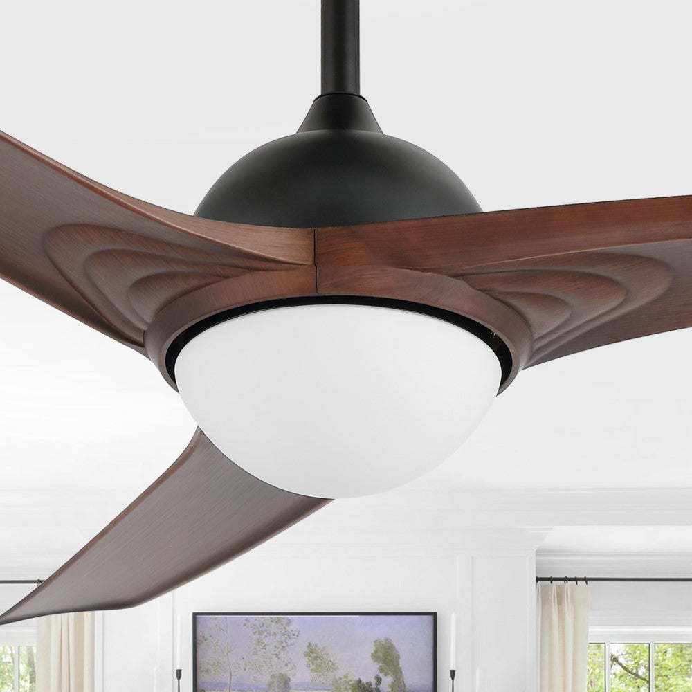 Marissa 52" Contemporary Industrial Iron/Plastic Mobile-App/Remote-Controlled 6-Speed Propeller Integrated LED Ceiling Fan