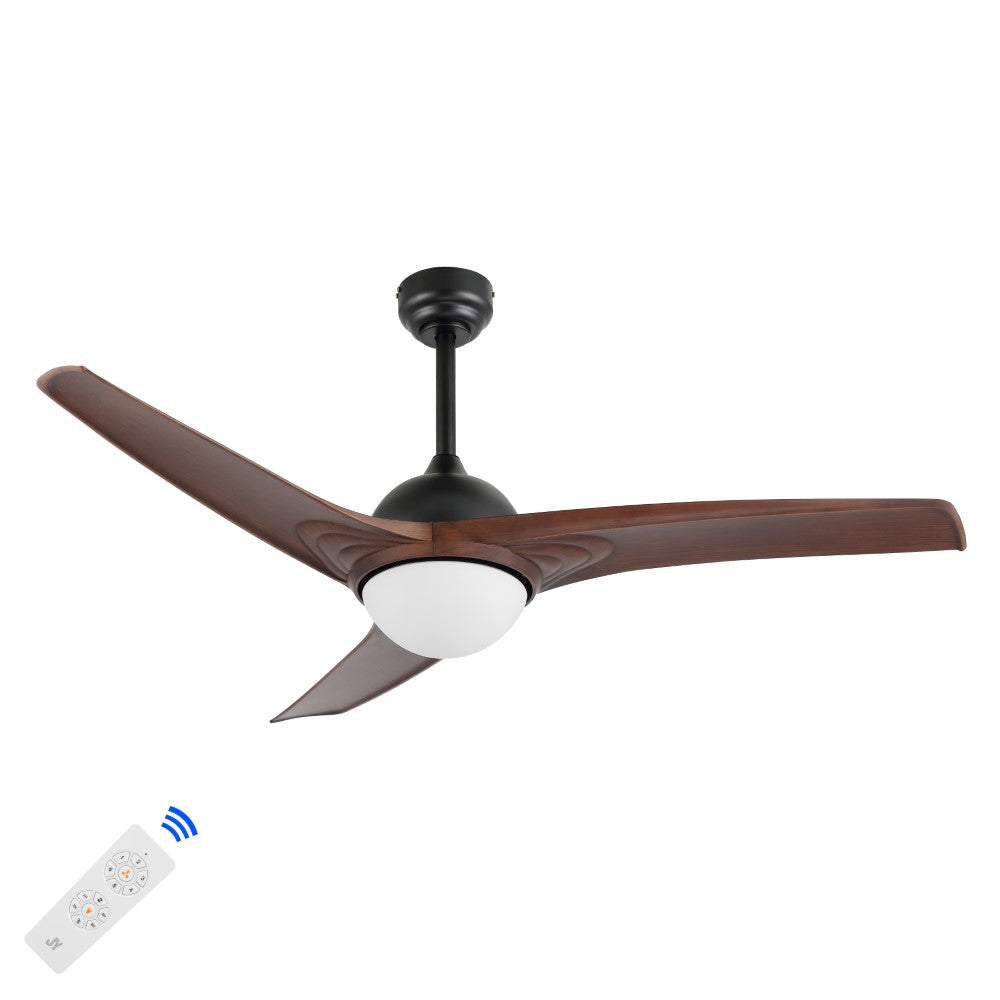Marissa 52" Contemporary Industrial Iron/Plastic Mobile-App/Remote-Controlled 6-Speed Propeller Integrated LED Ceiling Fan
