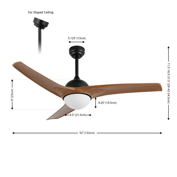 Dimension Image Light Brown Wood Finish/White / 1 Light