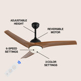 Marissa 52" Contemporary Industrial Iron/Plastic Mobile-App/Remote-Controlled 6-Speed Propeller Integrated LED Ceiling Fan