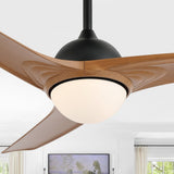 Marissa 52" Contemporary Industrial Iron/Plastic Mobile-App/Remote-Controlled 6-Speed Propeller Integrated LED Ceiling Fan