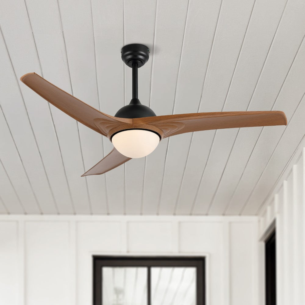 Marissa 52" Contemporary Industrial Iron/Plastic Mobile-App/Remote-Controlled 6-Speed Propeller Integrated LED Ceiling Fan