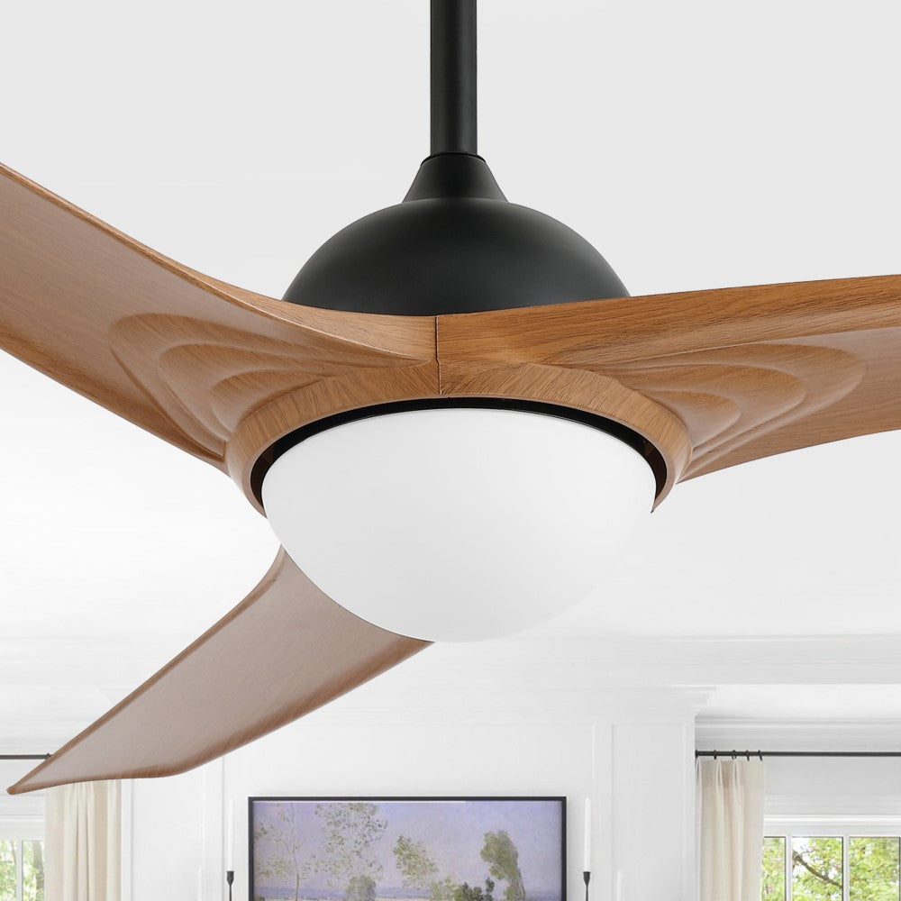 Marissa 52" Contemporary Industrial Iron/Plastic Mobile-App/Remote-Controlled 6-Speed Propeller Integrated LED Ceiling Fan