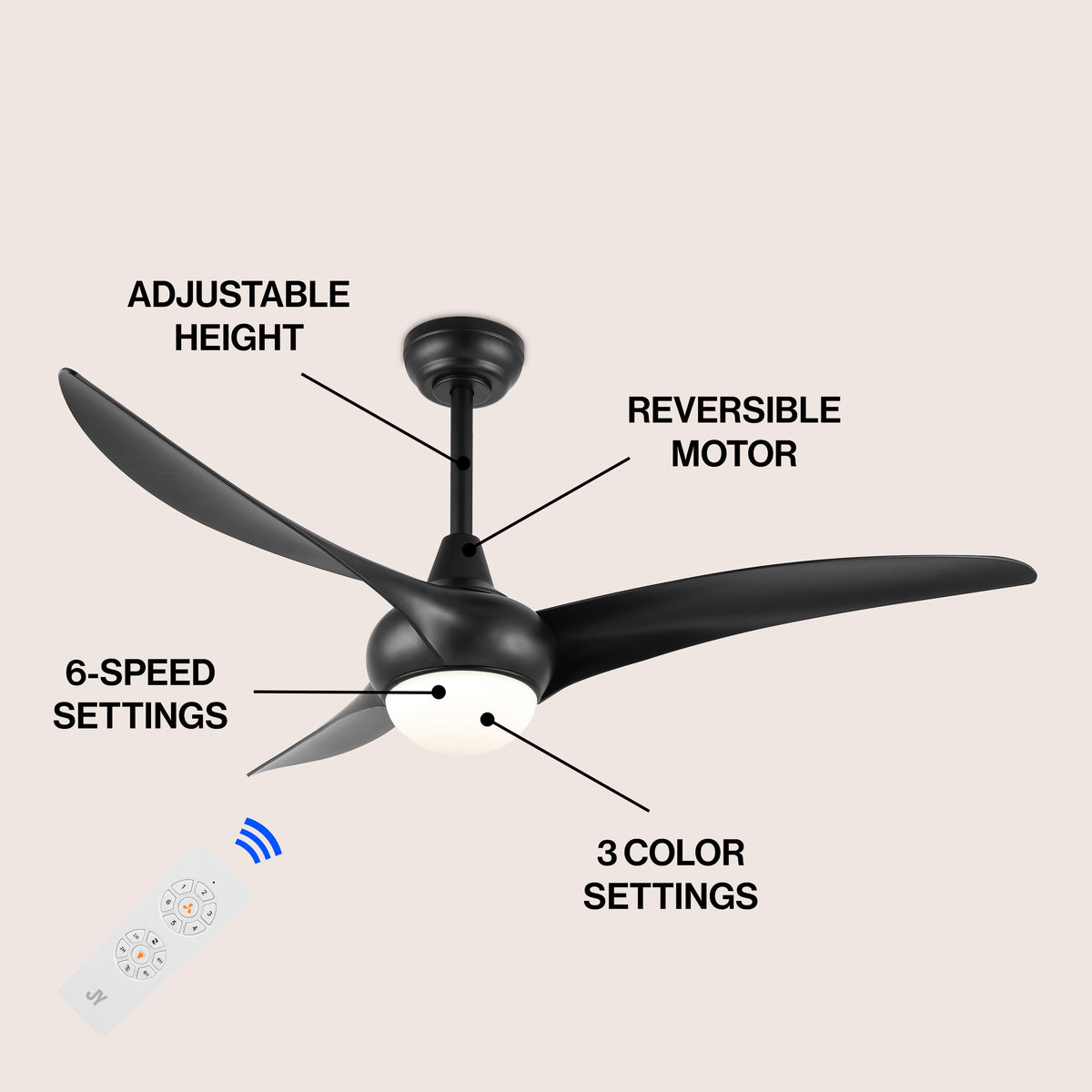 Terra 52" Coastal Vintage Iron/Plastic Mobile-App/Remote-Controlled 6-Speed Retro Swirl Integrated LED Ceiling Fan