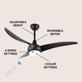 Terra 52" Coastal Vintage Iron/Plastic Mobile-App/Remote-Controlled 6-Speed Retro Swirl Integrated LED Ceiling Fan