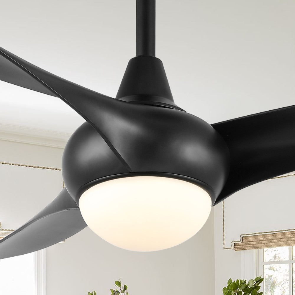 Terra 52" Coastal Vintage Iron/Plastic Mobile-App/Remote-Controlled 6-Speed Retro Swirl Integrated LED Ceiling Fan