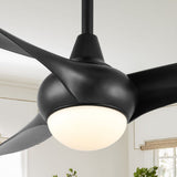 Terra 52" Coastal Vintage Iron/Plastic Mobile-App/Remote-Controlled 6-Speed Retro Swirl Integrated LED Ceiling Fan