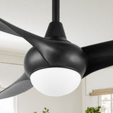 Terra 52" Coastal Vintage Iron/Plastic Mobile-App/Remote-Controlled 6-Speed Retro Swirl Integrated LED Ceiling Fan