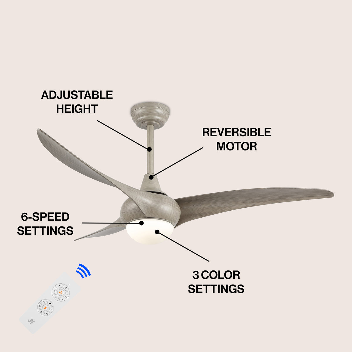 Terra 52" Coastal Vintage Iron/Plastic Mobile-App/Remote-Controlled 6-Speed Retro Swirl Integrated LED Ceiling Fan