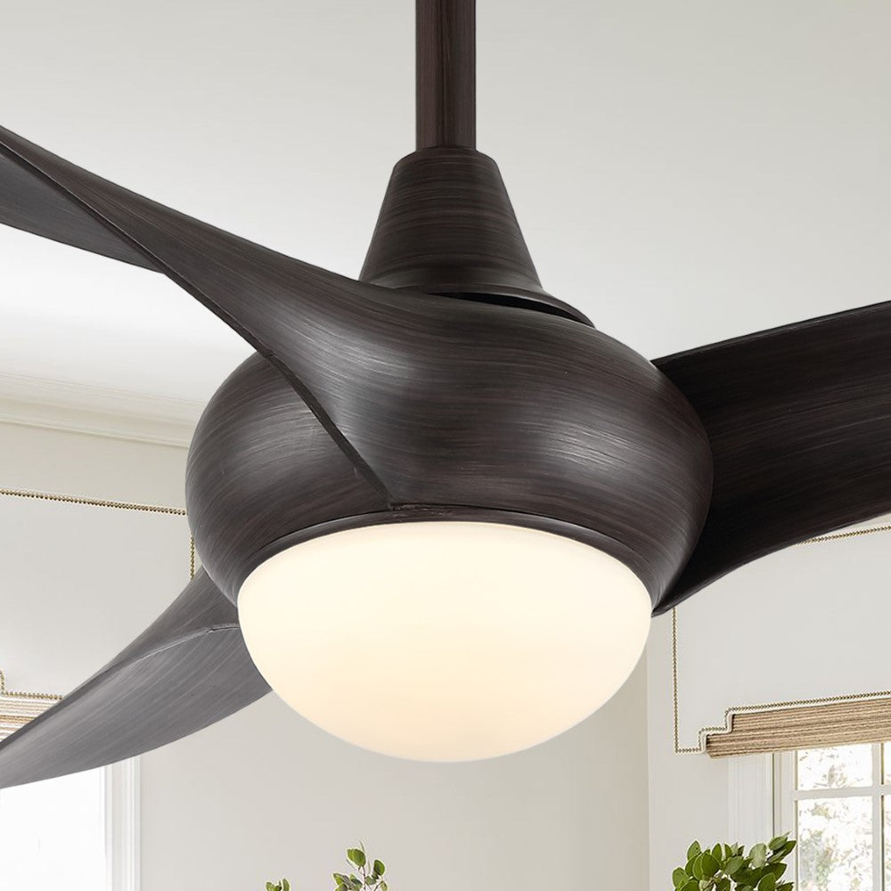 Terra 52" Coastal Vintage Iron/Plastic Mobile-App/Remote-Controlled 6-Speed Retro Swirl Integrated LED Ceiling Fan