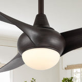 Terra 52" Coastal Vintage Iron/Plastic Mobile-App/Remote-Controlled 6-Speed Retro Swirl Integrated LED Ceiling Fan