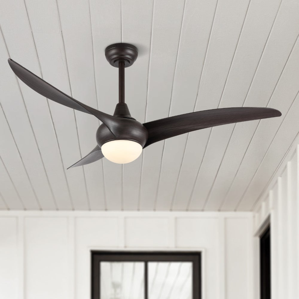 Terra 52" Coastal Vintage Iron/Plastic Mobile-App/Remote-Controlled 6-Speed Retro Swirl Integrated LED Ceiling Fan