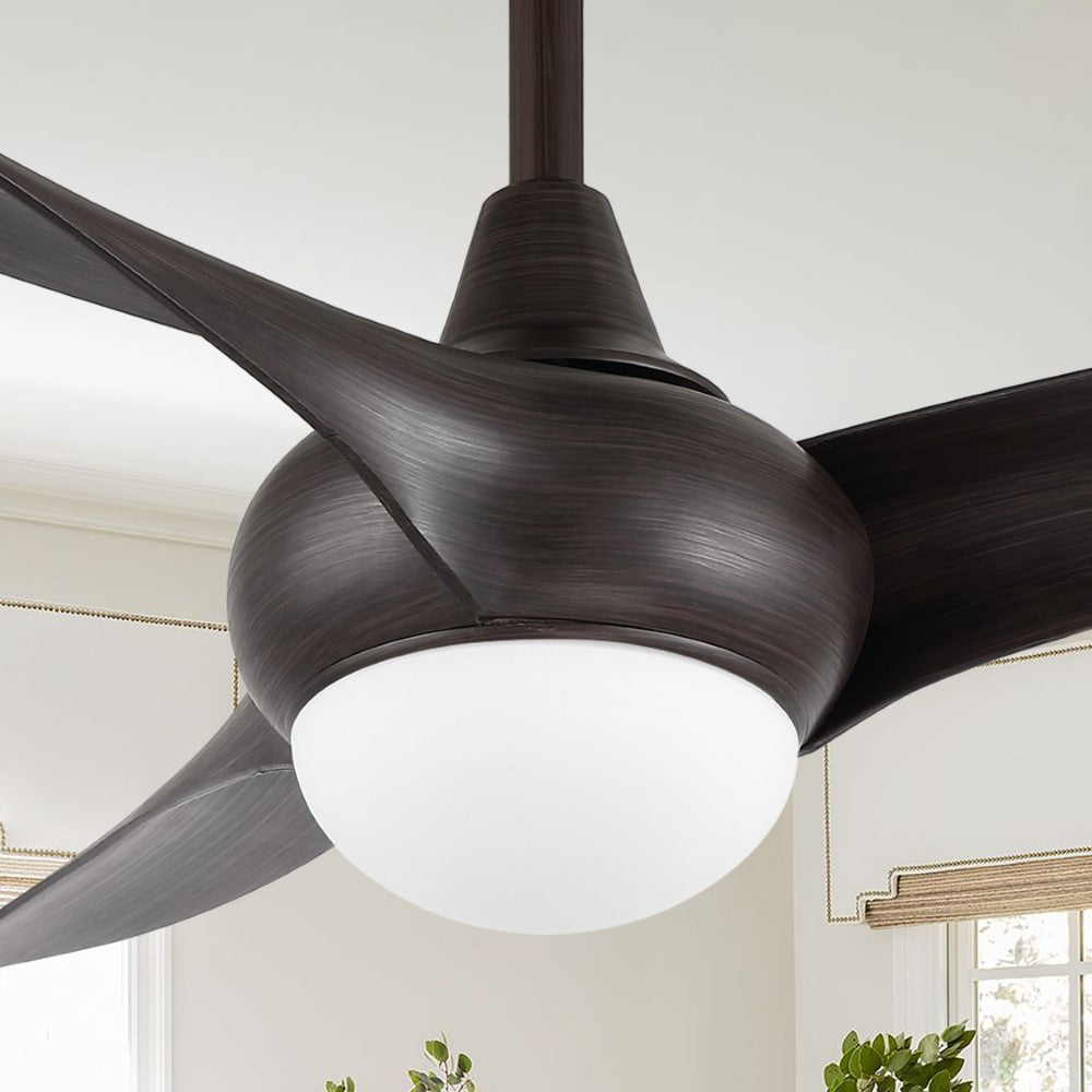 Terra 52" Coastal Vintage Iron/Plastic Mobile-App/Remote-Controlled 6-Speed Retro Swirl Integrated LED Ceiling Fan