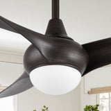 Terra 52" Coastal Vintage Iron/Plastic Mobile-App/Remote-Controlled 6-Speed Retro Swirl Integrated LED Ceiling Fan