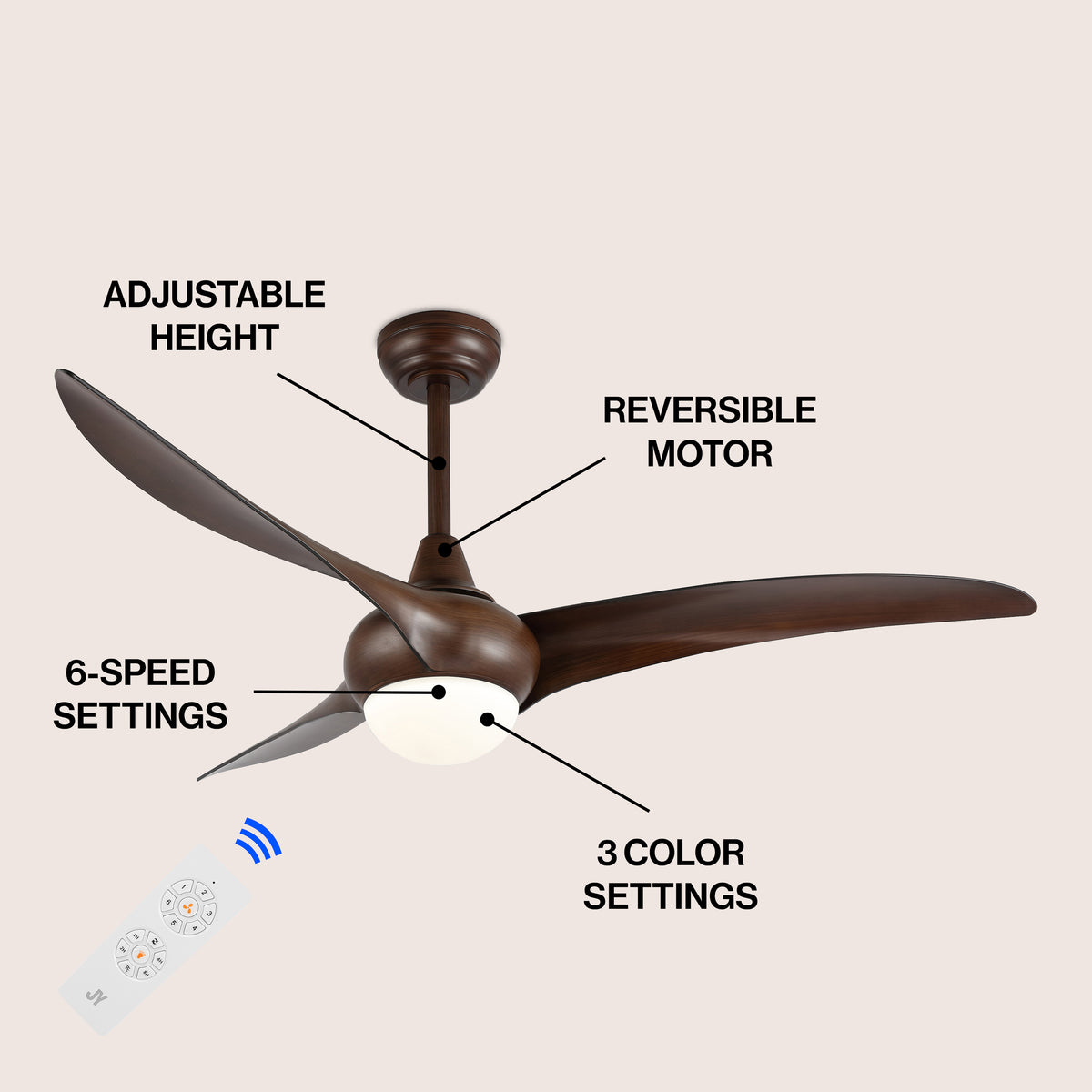 Terra 52" Coastal Vintage Iron/Plastic Mobile-App/Remote-Controlled 6-Speed Retro Swirl Integrated LED Ceiling Fan