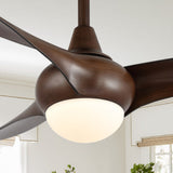 Terra 52" Coastal Vintage Iron/Plastic Mobile-App/Remote-Controlled 6-Speed Retro Swirl Integrated LED Ceiling Fan