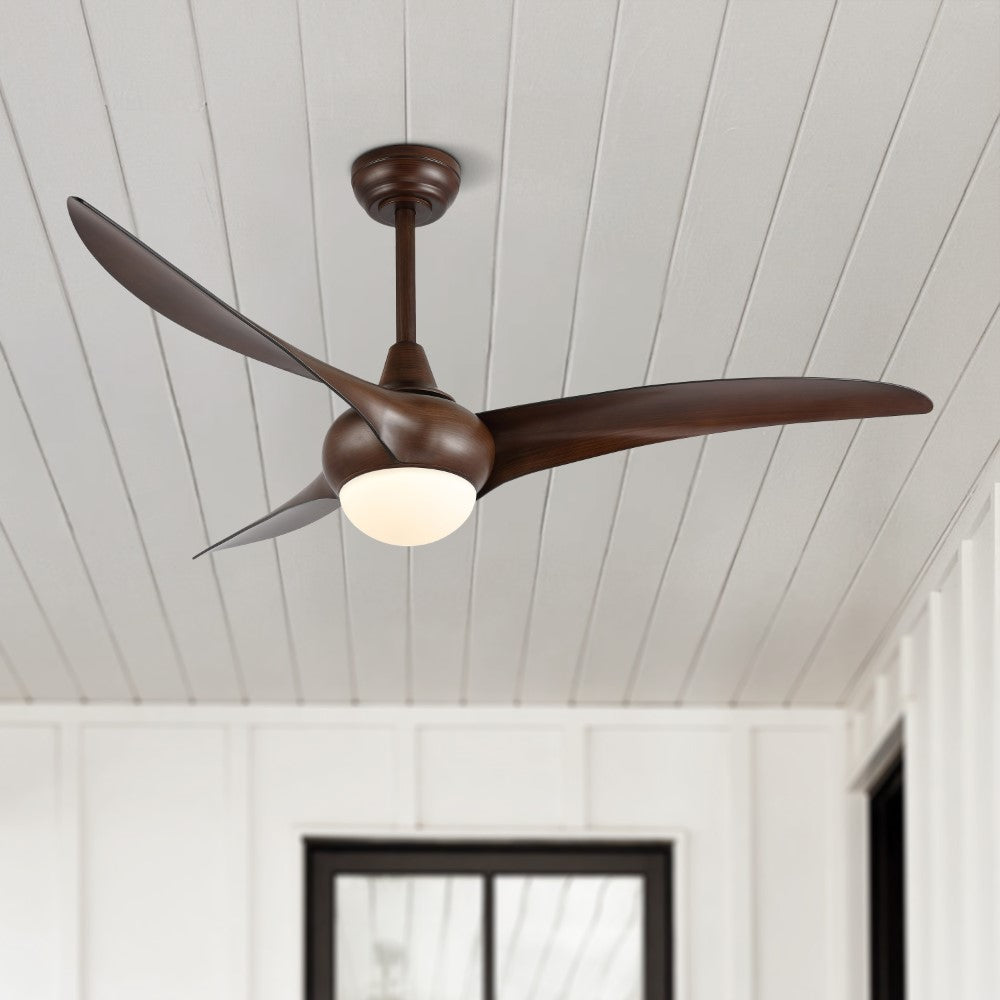 Terra 52" Coastal Vintage Iron/Plastic Mobile-App/Remote-Controlled 6-Speed Retro Swirl Integrated LED Ceiling Fan
