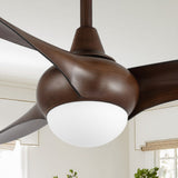 Terra 52" Coastal Vintage Iron/Plastic Mobile-App/Remote-Controlled 6-Speed Retro Swirl Integrated LED Ceiling Fan