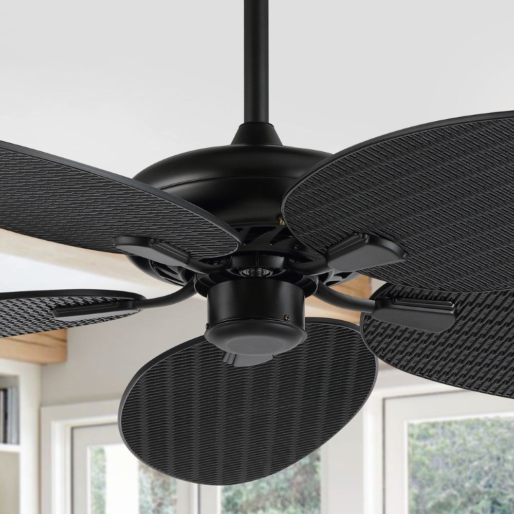 Thompson 52" Bohemian Industrial Iron/Plastic Mobile-App/Remote-Controlled 6-Speed Palm Blade Ceiling Fan