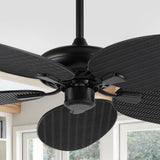 Thompson 52" Bohemian Industrial Iron/Plastic Mobile-App/Remote-Controlled 6-Speed Palm Blade Ceiling Fan