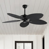 Thompson 52" Bohemian Industrial Iron/Plastic Mobile-App/Remote-Controlled 6-Speed Palm Blade Ceiling Fan