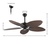 Thompson 52" Bohemian Industrial Iron/Plastic Mobile-App/Remote-Controlled 6-Speed Palm Blade Ceiling Fan