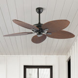 Thompson 52" Bohemian Industrial Iron/Plastic Mobile-App/Remote-Controlled 6-Speed Palm Blade Ceiling Fan