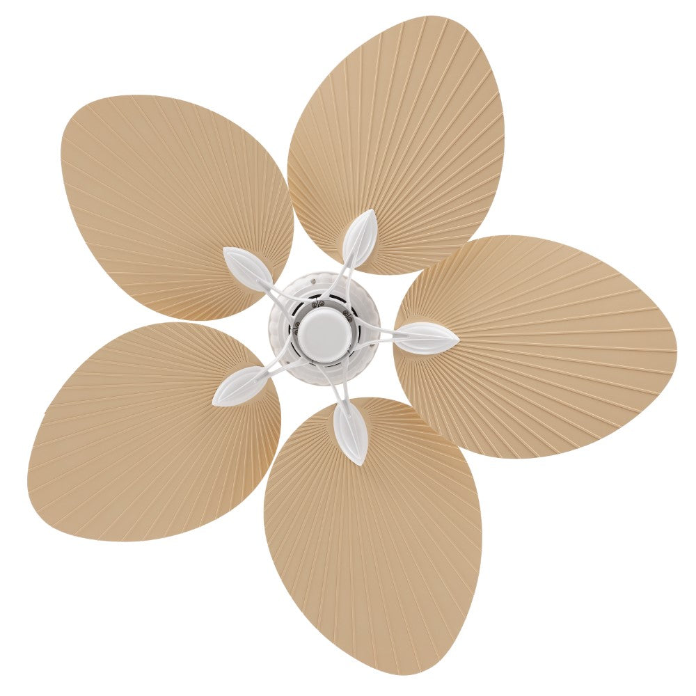 Thompson 52" Bohemian Industrial Iron/Plastic Mobile-App/Remote-Controlled 6-Speed Palm Blade Ceiling Fan