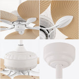 Thompson 52" Bohemian Industrial Iron/Plastic Mobile-App/Remote-Controlled 6-Speed Palm Blade Ceiling Fan