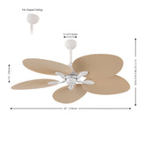 Thompson 52" Bohemian Industrial Iron/Plastic Mobile-App/Remote-Controlled 6-Speed Palm Blade Ceiling Fan