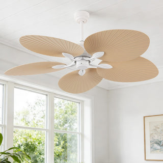 Thompson 52" Bohemian Industrial Iron/Plastic Mobile-App/Remote-Controlled 6-Speed Palm Blade Ceiling Fan