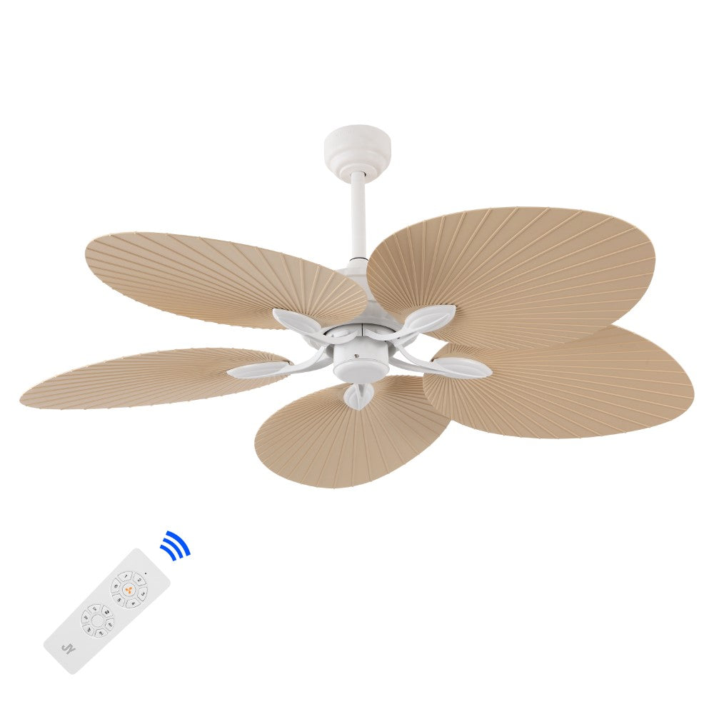Thompson 52" Bohemian Industrial Iron/Plastic Mobile-App/Remote-Controlled 6-Speed Palm Blade Ceiling Fan