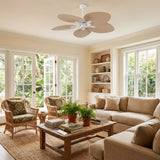 Thompson 52" Bohemian Industrial Iron/Plastic Mobile-App/Remote-Controlled 6-Speed Palm Blade Ceiling Fan