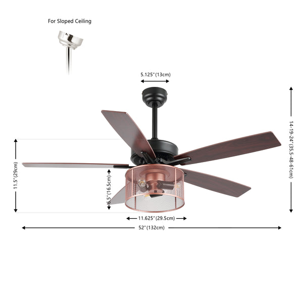 Dimension Image Black/Red Cherry/Copper / 3 Light